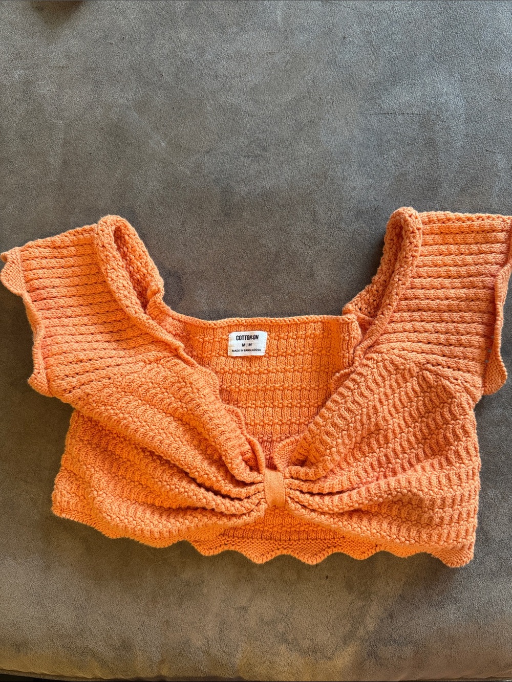 Cotton On Orange Knit Tie-Front Crop Top